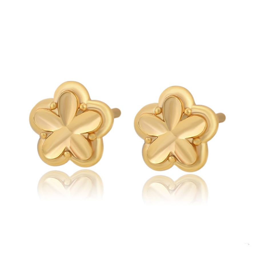 A00896116 xuping jewelry Dubai Classic Luxury fashion 24k Gold Plated Smooth Flower Petite Student Earrings